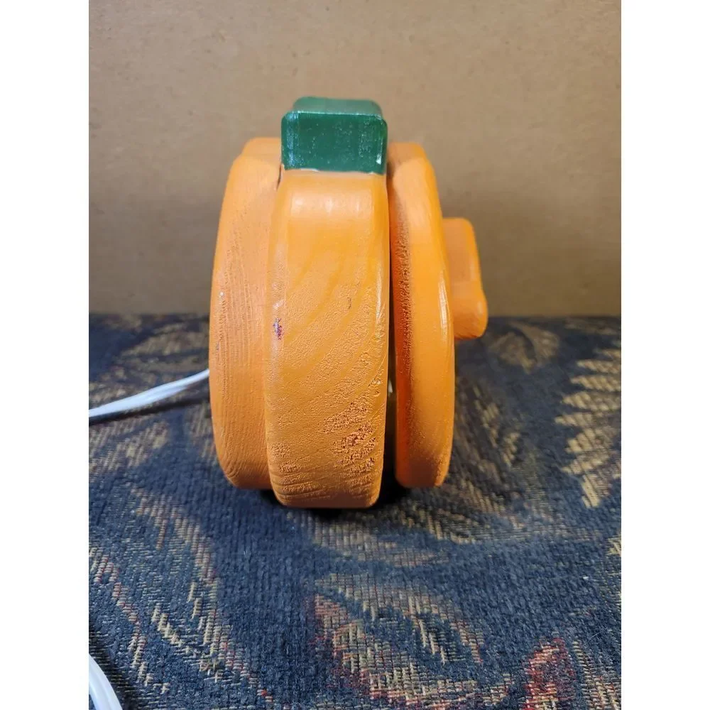 Handmade Wood Pumpkin Light